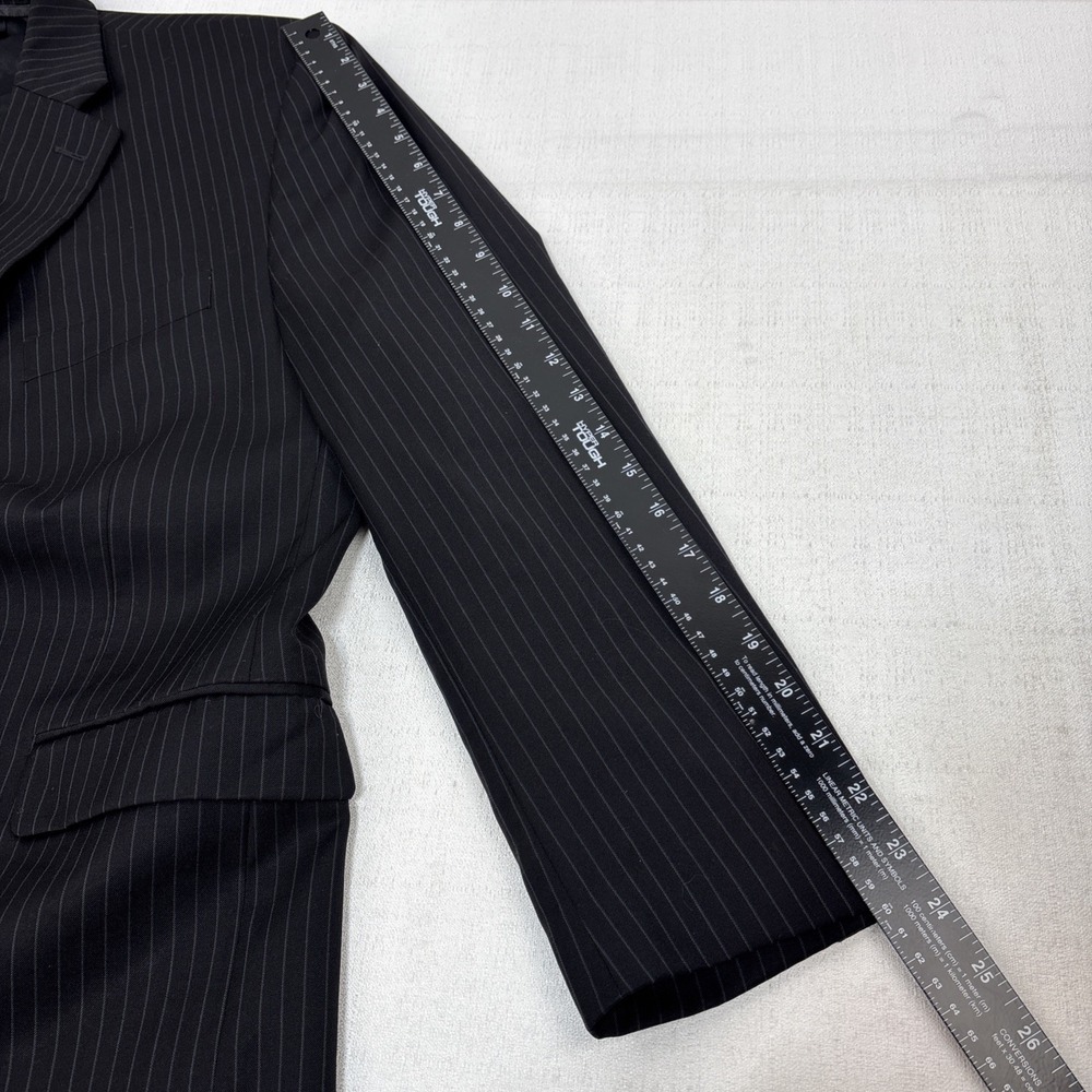 Ralph Lauren Mens Wool Black Pinstripe Blazer Suit Jacket Preppy Classic 42S EUC - Picture 11 of 12